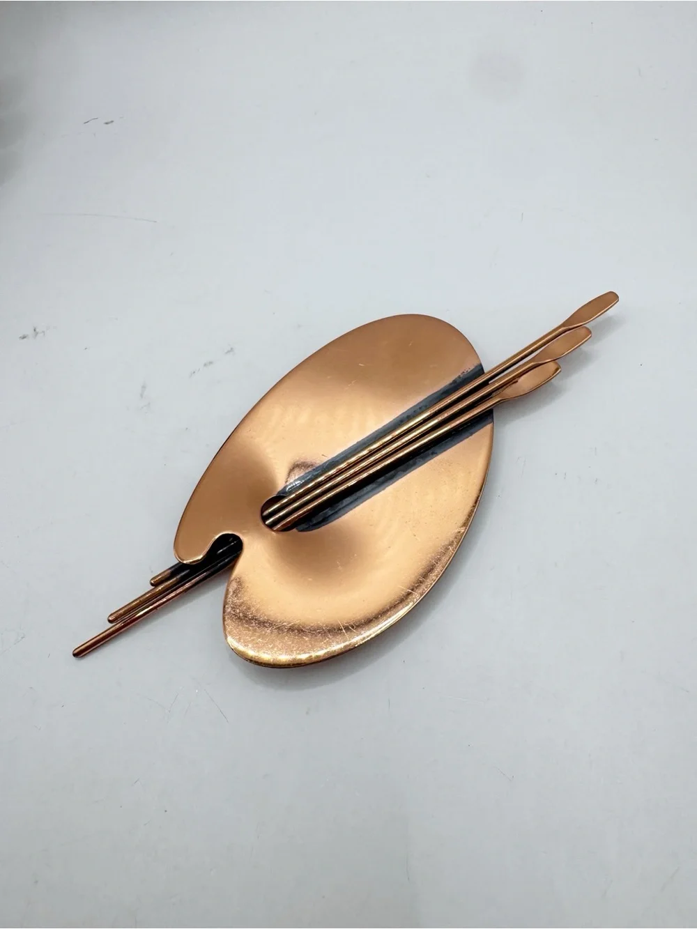 Renoir vintage copper artist’s palette large brooch pin